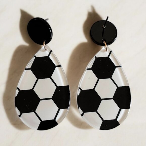 Soccer Ball Drop Earrings - Picture 2 of 3